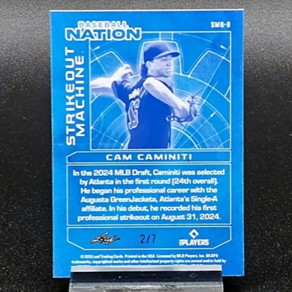 Cam Caminiti /7 Blue Ice Strikeout Machine Refractor Atlanta Braves Top Prospect - Picture 3 of 3